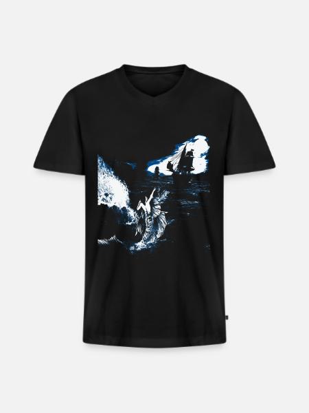 Der Ruf der Meerjungfrau - Männer Premium Bio T-Shirt mit V-Ausschnitt - Schwarz