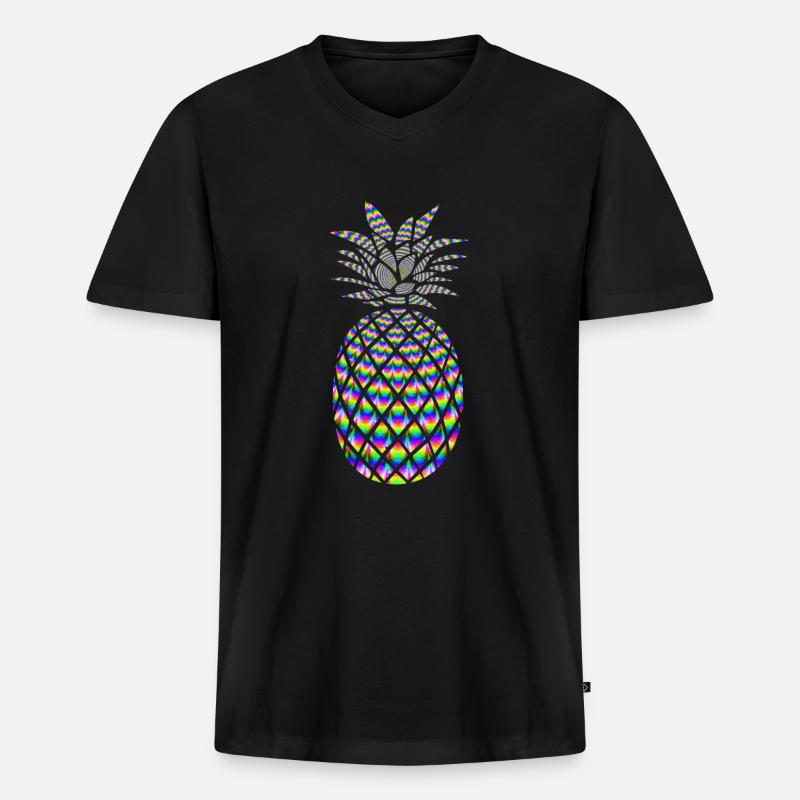 PSYCHEDELISCHE ANANAS - Männer Premium Bio T-Shirt mit V-Ausschnitt - Schwarz
