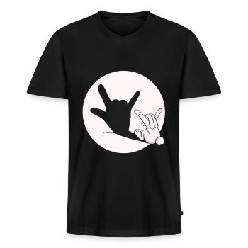hase Metal rock n roll teufel Geschenk Ostern - Männer Premium Bio T-Shirt mit V-Ausschnitt - Schwarz - Vorne - Nico (187cm)