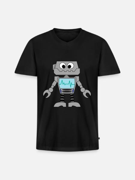 Roboter Technik Computer Elektronik Geschenkidee - Männer Premium Bio T-Shirt mit V-Ausschnitt - Schwarz
