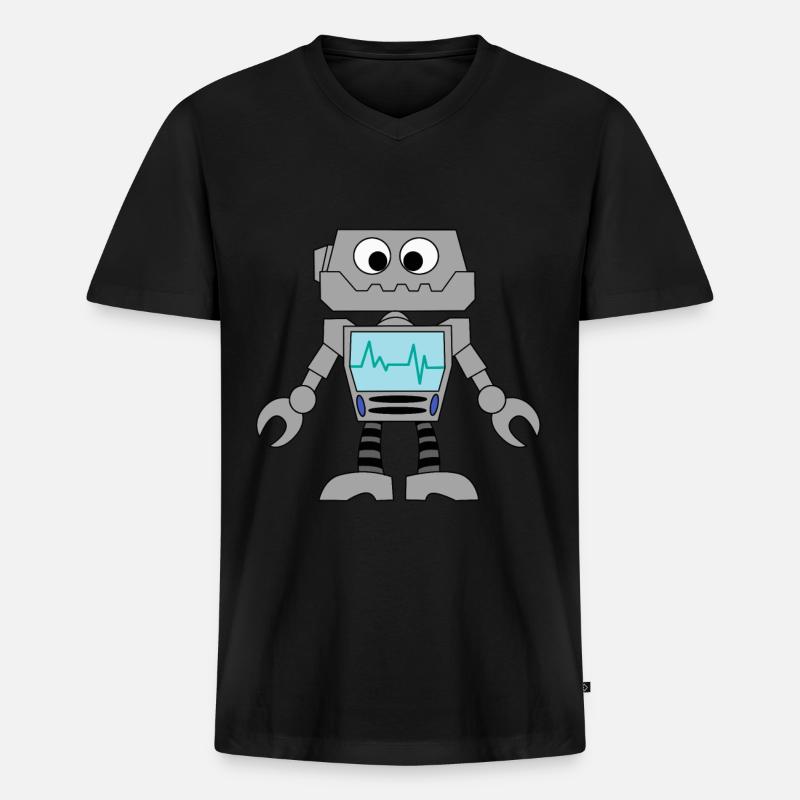 Roboter Technik Computer Elektronik Geschenkidee - Männer Premium Bio T-Shirt mit V-Ausschnitt - Schwarz