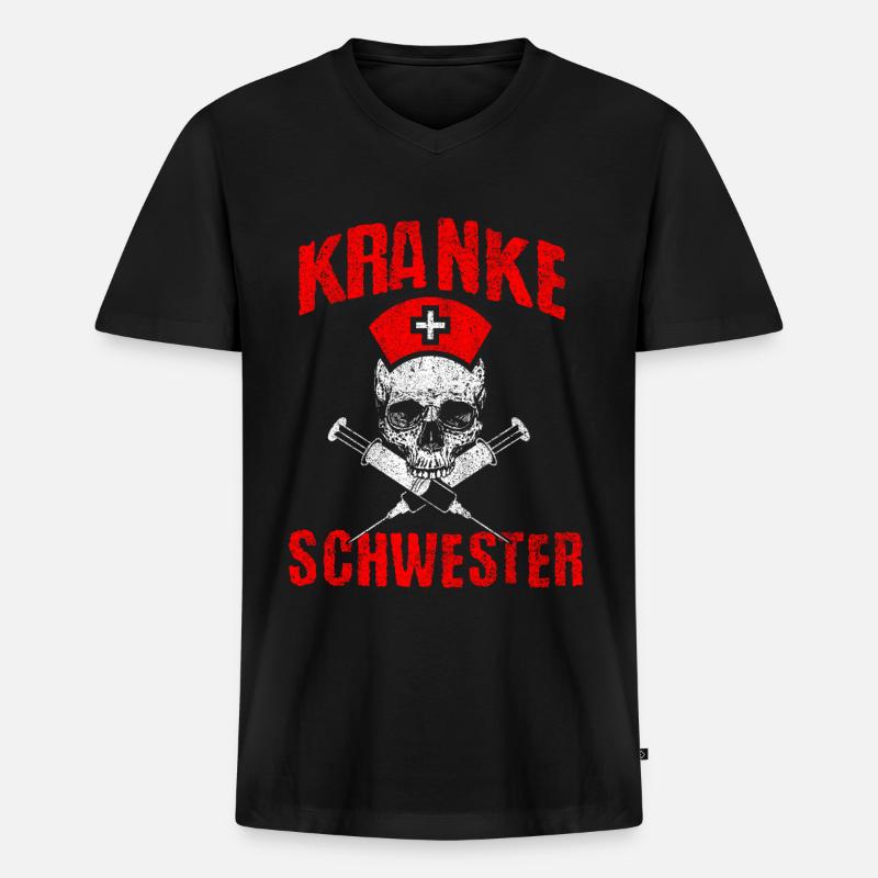 Krankenschwester Kranke Schwester Spritze Geschenk - Männer Premium Bio T-Shirt mit V-Ausschnitt - Schwarz