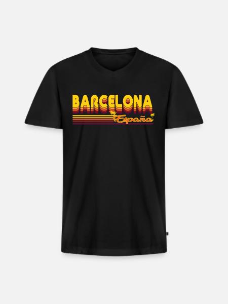 Barcelona, cool summery design - Men's Premium Organic T-shirt with V-neck - black
