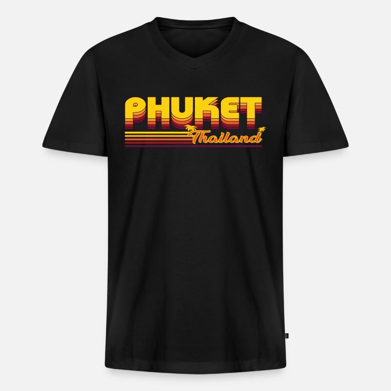 Phuket Tropical Vibes Design - Männer Premium Bio T-Shirt mit V-Ausschnitt - Schwarz