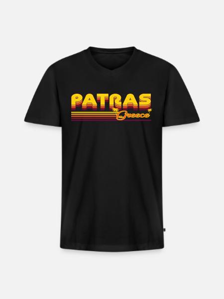 Patras: Mediterranean retro design - Men's Premium Organic T-shirt with V-neck - black