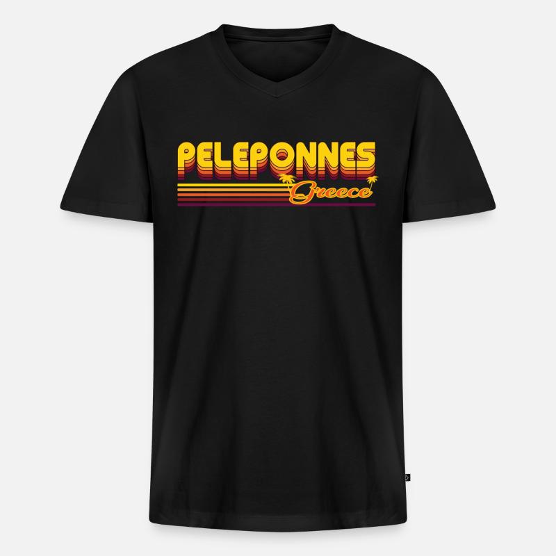 Patras: Mediterranes Retro-Design - Männer Premium Bio T-Shirt mit V-Ausschnitt - Schwarz
