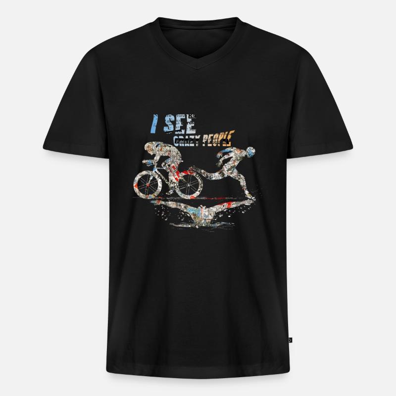 Triathlon - Männer Premium Bio T-Shirt mit V-Ausschnitt - Schwarz