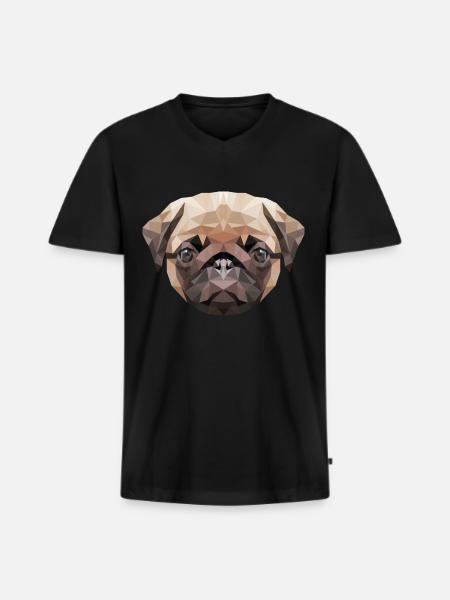 süsser Mops Pug - Männer Premium Bio T-Shirt mit V-Ausschnitt - Schwarz