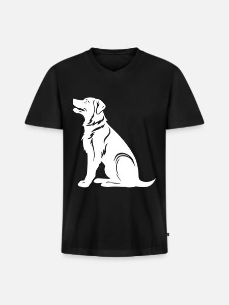 Samoyed Dog Silhouette - Men's Premium Organic T-shirt with V-neck - black