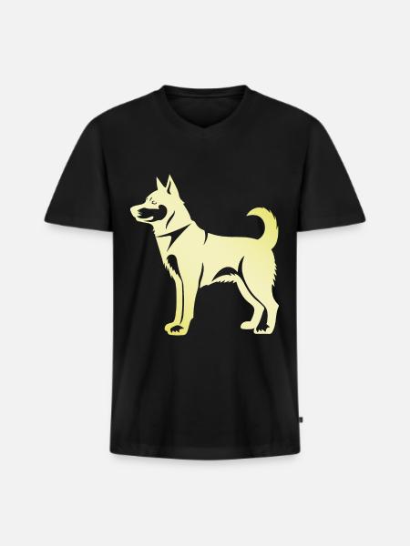 Husky Dog Silhouette - Men's Premium Organic T-shirt with V-neck - black