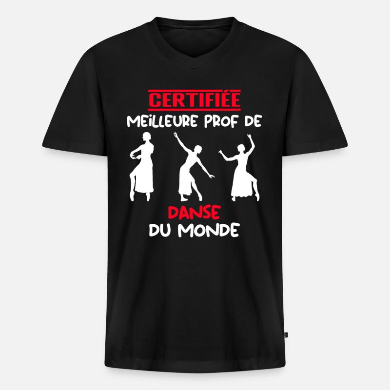 ZERTIFIZIERTER BESTER LEHRER - Männer Premium Bio T-Shirt mit V-Ausschnitt - Schwarz
