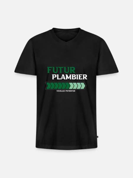 futur plombier - T-shirt encolure en V Premium bio Homme - noir