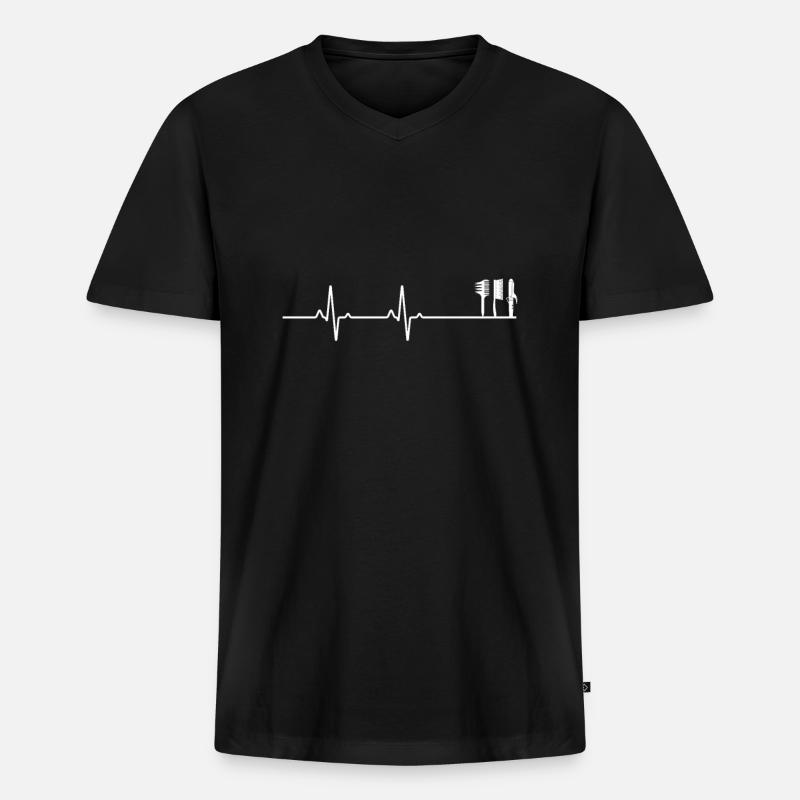 Évolution coiffeuse - T-shirt encolure en V Premium bio Homme - noir