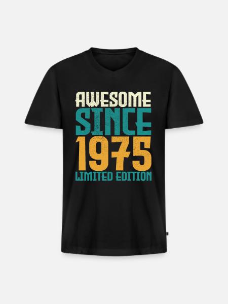 Awesome Since 1975 limited edition. - Men's Premium Organic T-shirt with V-neck - black