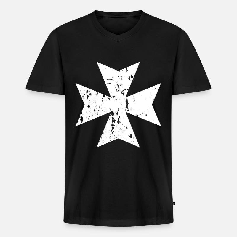 Black Templar - Männer Premium Bio T-Shirt mit V-Ausschnitt - Schwarz