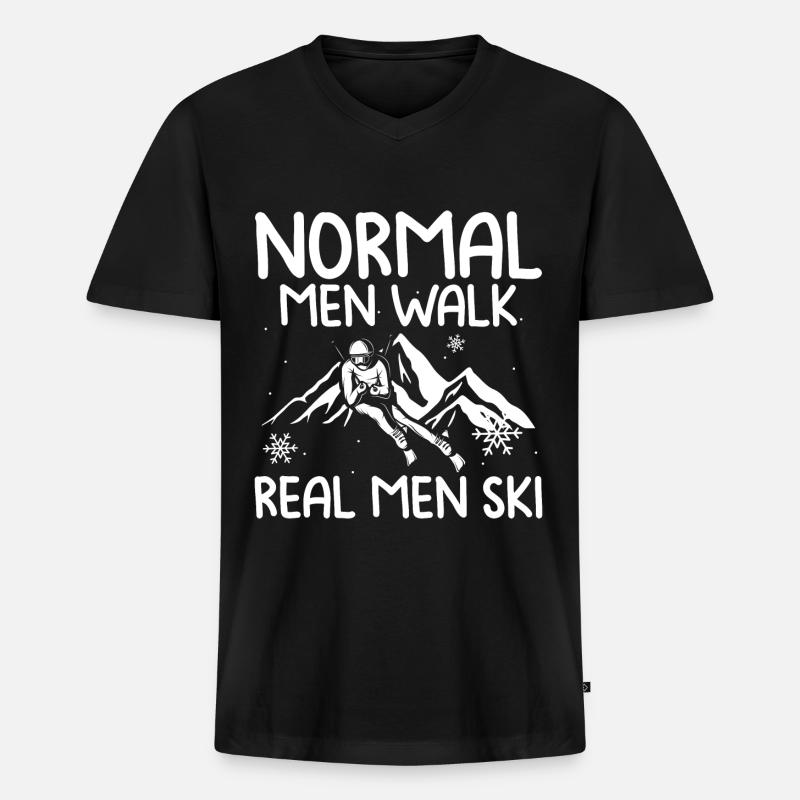 Ski - Männer Premium Bio T-Shirt mit V-Ausschnitt - Schwarz