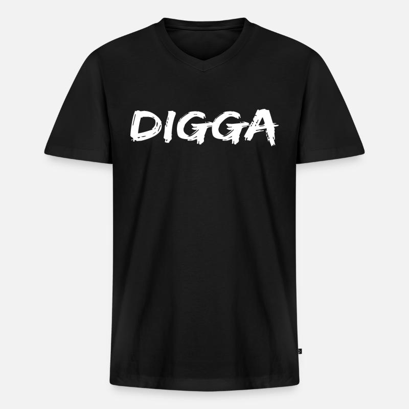 Digga Desgin - Männer Premium Bio T-Shirt mit V-Ausschnitt - Schwarz
