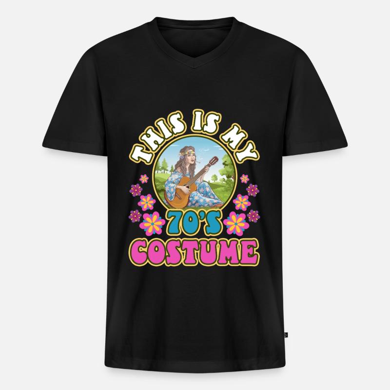 This Is My 70s Costume - Männer Premium Bio T-Shirt mit V-Ausschnitt - Schwarz