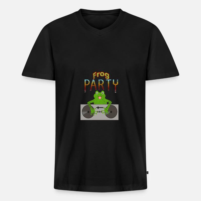 Frosch - Männer Premium Bio T-Shirt mit V-Ausschnitt - Schwarz