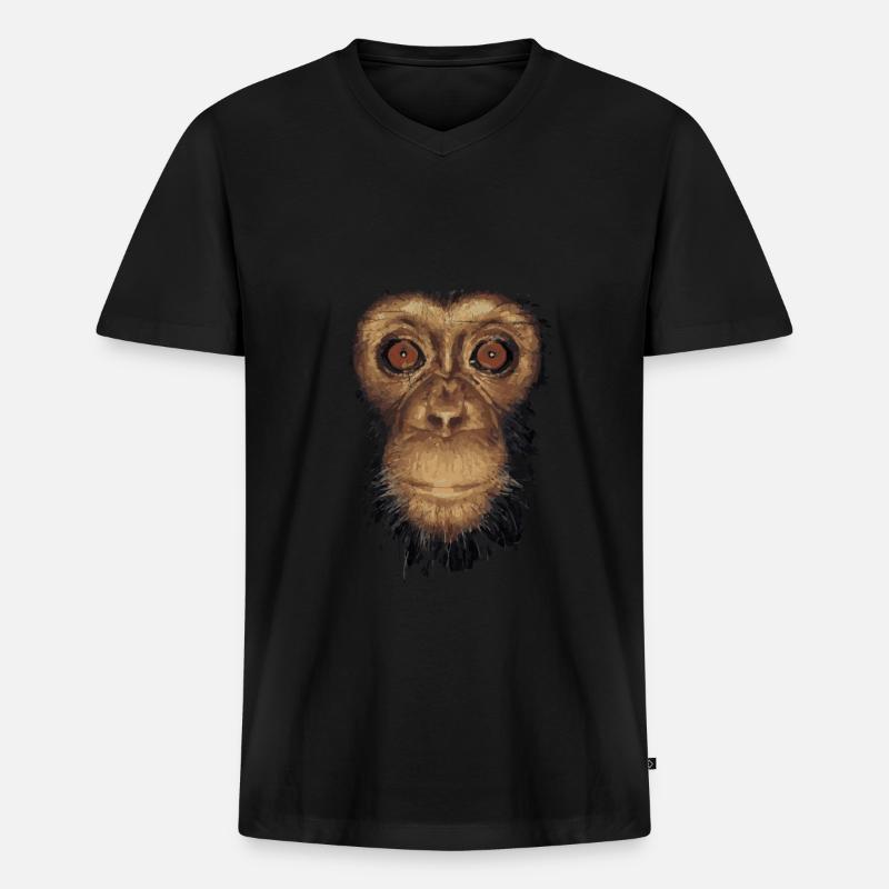 affe - Männer Premium Bio T-Shirt mit V-Ausschnitt - Schwarz