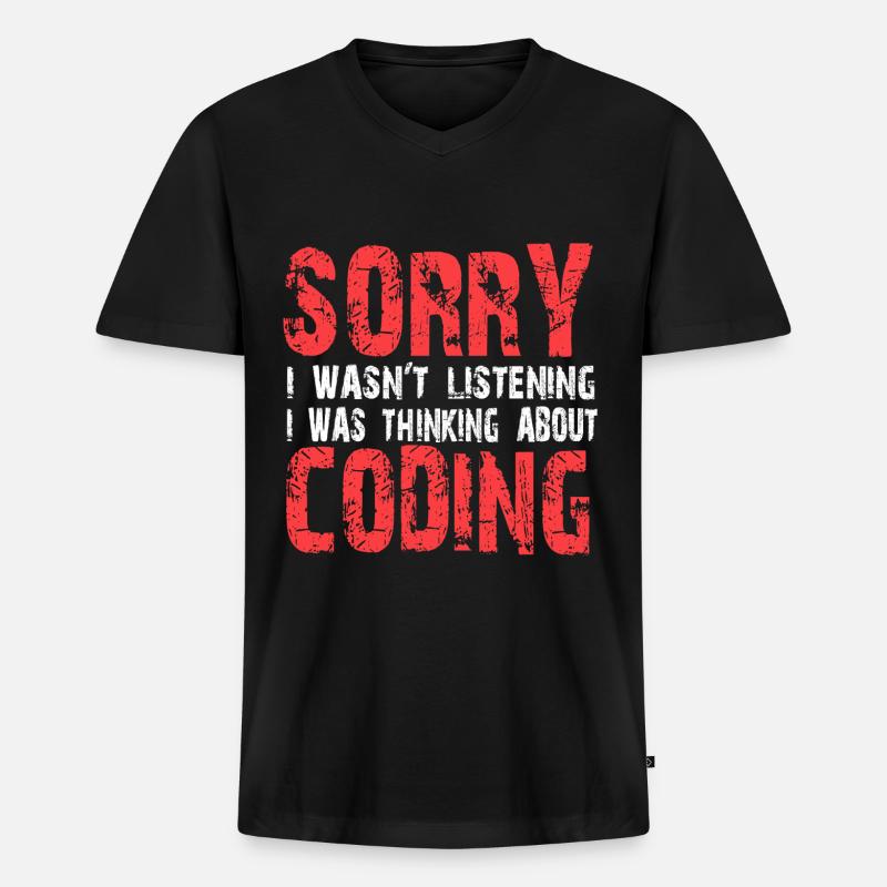 Coding - Männer Premium Bio T-Shirt mit V-Ausschnitt - Schwarz