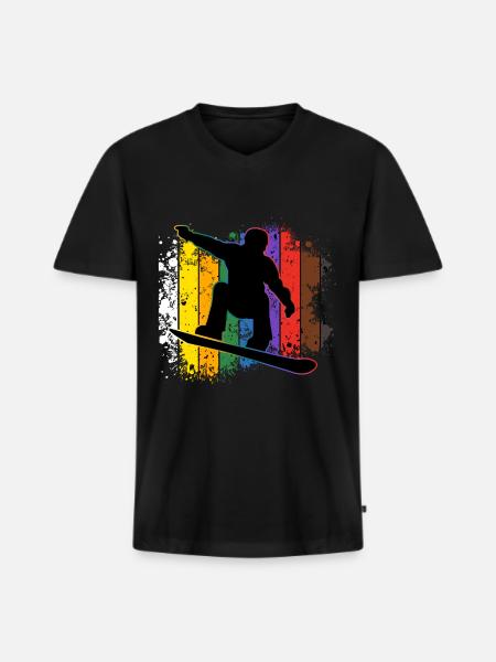 Snowboarding - Men's Premium Organic T-shirt with V-neck - black