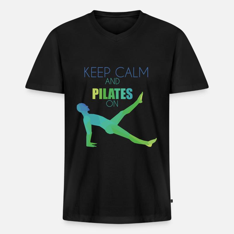 Pilates - Männer Premium Bio T-Shirt mit V-Ausschnitt - Schwarz