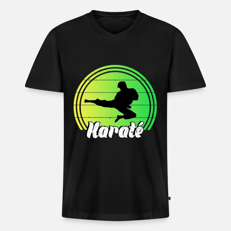 Karate - Männer Premium Bio T-Shirt mit V-Ausschnitt - Schwarz