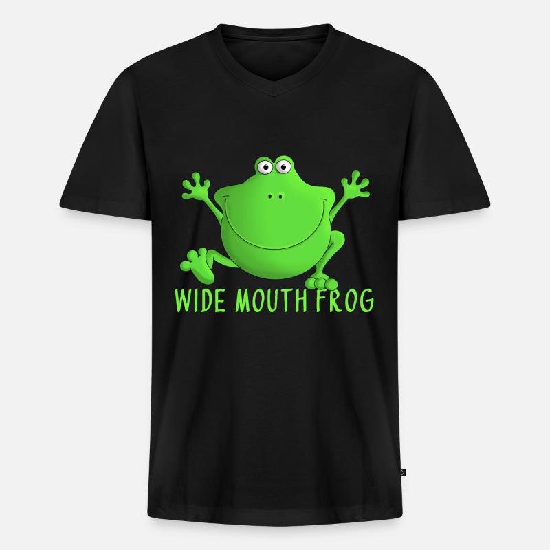 Lachender Frosch - Männer Premium Bio T-Shirt mit V-Ausschnitt - Schwarz