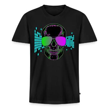 Disco skull party skull 3d - Men's Premium Organic T-shirt with V-neck - black - Front - Nico (187cm)