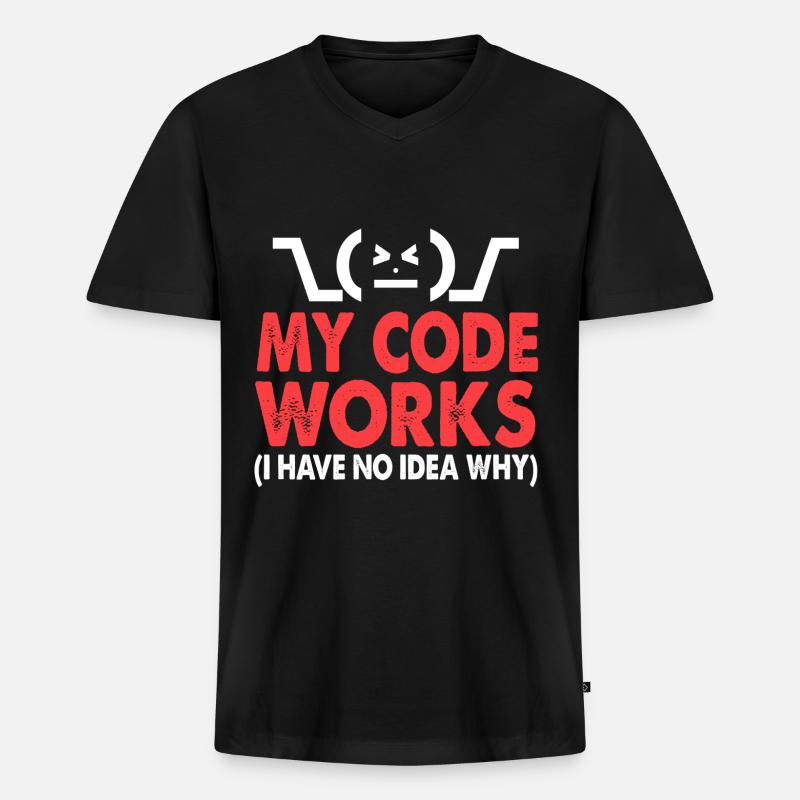 Code - Männer Premium Bio T-Shirt mit V-Ausschnitt - Schwarz