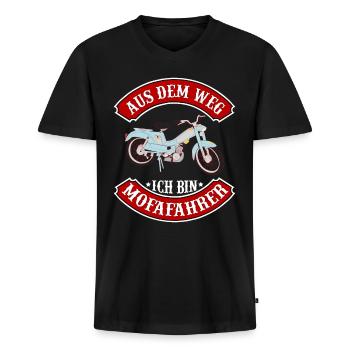 Aus dem Weg ich bin Mofafahrer Mofa Moped Geschenk - Männer Premium Bio T-Shirt mit V-Ausschnitt - Schwarz - Vorne - Nico (187cm)