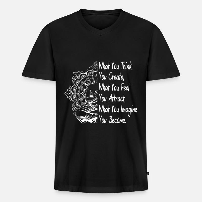 Namaste - Buddha - Männer Premium Bio T-Shirt mit V-Ausschnitt - Schwarz