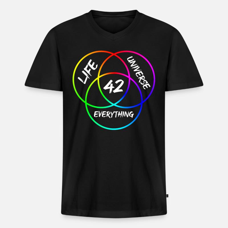 Antwort 42 - Männer Premium Bio T-Shirt mit V-Ausschnitt - Schwarz