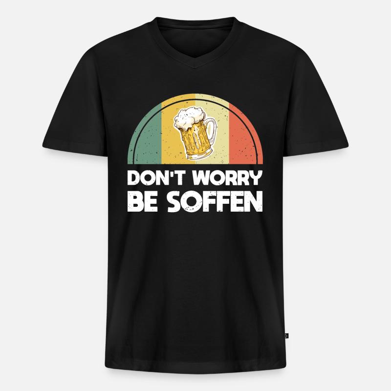 Dont Worry Be Soffen - Männer Premium Bio T-Shirt mit V-Ausschnitt - Schwarz