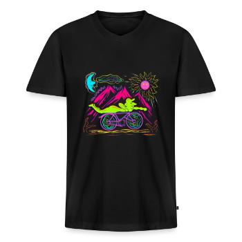 Bicycle Day 1943 LSD Acid Hofmann Trip - Männer Premium Bio T-Shirt mit V-Ausschnitt - Schwarz - Vorne - Nico (187cm)