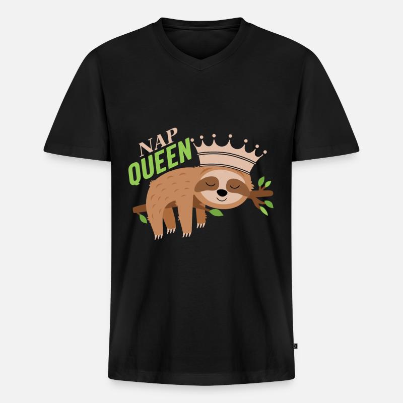 Nap Queen - Männer Premium Bio T-Shirt mit V-Ausschnitt - Schwarz