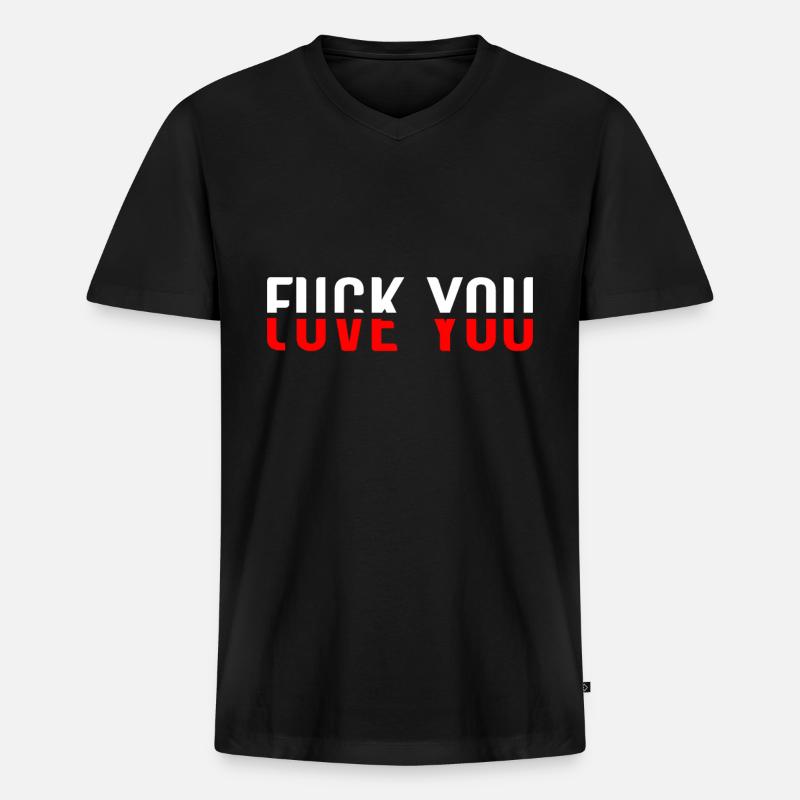 Love and hate you - Männer Premium Bio T-Shirt mit V-Ausschnitt - Schwarz