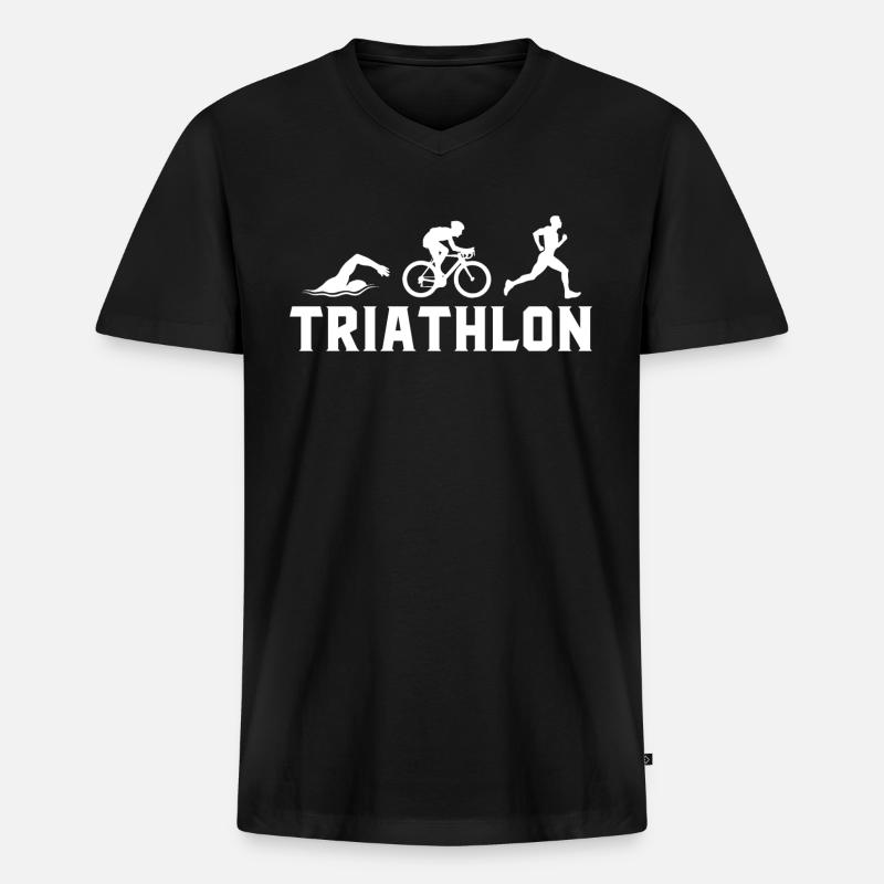 Triathlon - Männer Premium Bio T-Shirt mit V-Ausschnitt - Schwarz