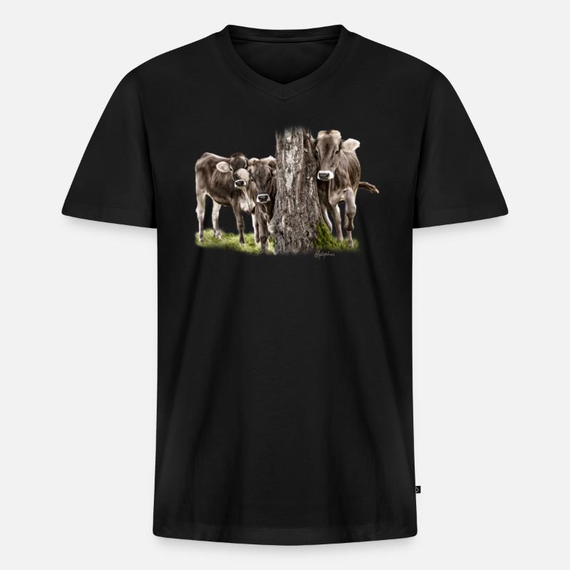 Drei Bandidos Kälber - Männer Premium Bio T-Shirt mit V-Ausschnitt - Schwarz