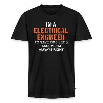 Elektrotechnik - Männer Premium Bio T-Shirt mit V-Ausschnitt - Schwarz - Vorne - Nico (187cm)