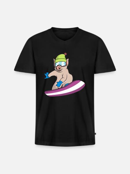 Pistensau - Männer Premium Bio T-Shirt mit V-Ausschnitt - Schwarz