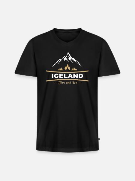 Iceland - fire and ice - Men's Premium Organic T-shirt with V-neck - black