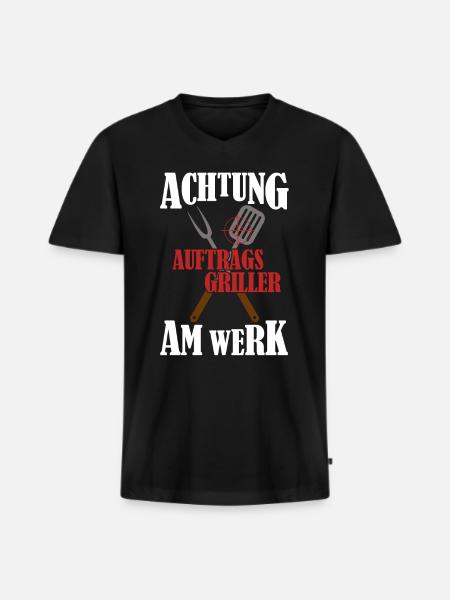 Lustige Grillsprüche - Männer Premium Bio T-Shirt mit V-Ausschnitt - Schwarz