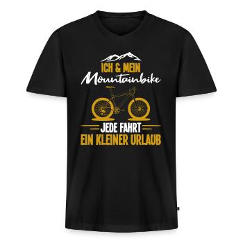 Ich Und Mein Mountainbike - Männer Premium Bio T-Shirt mit V-Ausschnitt - Schwarz - Vorne - Nico (187cm)