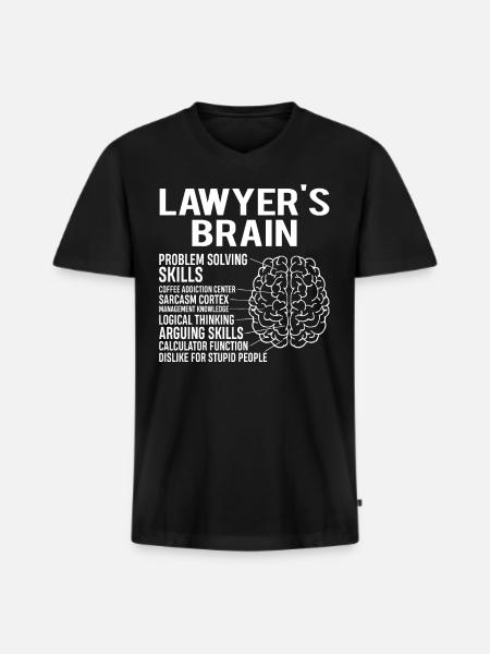 Lawyer's Brain - Männer Premium Bio T-Shirt mit V-Ausschnitt - Schwarz