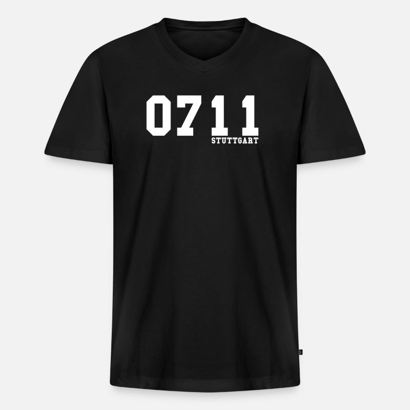 0711 StuttgartStadt Liebe - Männer Premium Bio T-Shirt mit V-Ausschnitt - Schwarz