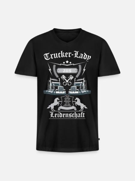 Trucker Lady - Men's Premium Organic T-shirt with V-neck - black