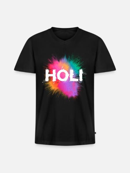 Holi Festival - Men's Premium Organic T-shirt with V-neck - black