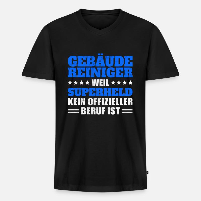 Gebäudereiniger Fensterputzer - Superheld - Männer Premium Bio T-Shirt mit V-Ausschnitt - Schwarz
